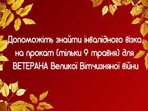 Менянка шукає візок для ветерана
