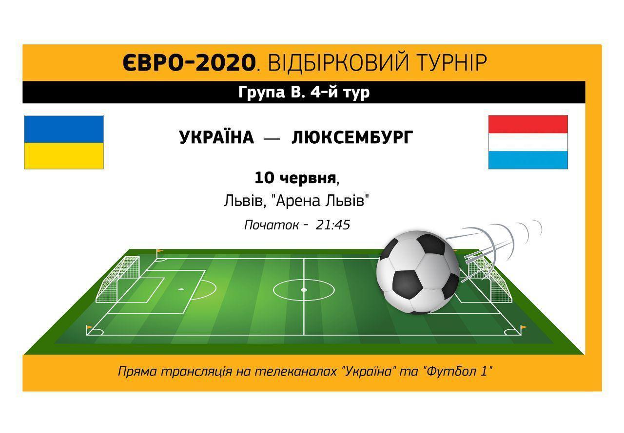 АФІША. Пряма трансляція відбіркового турніру Євро-2020 Україна-Люксембург