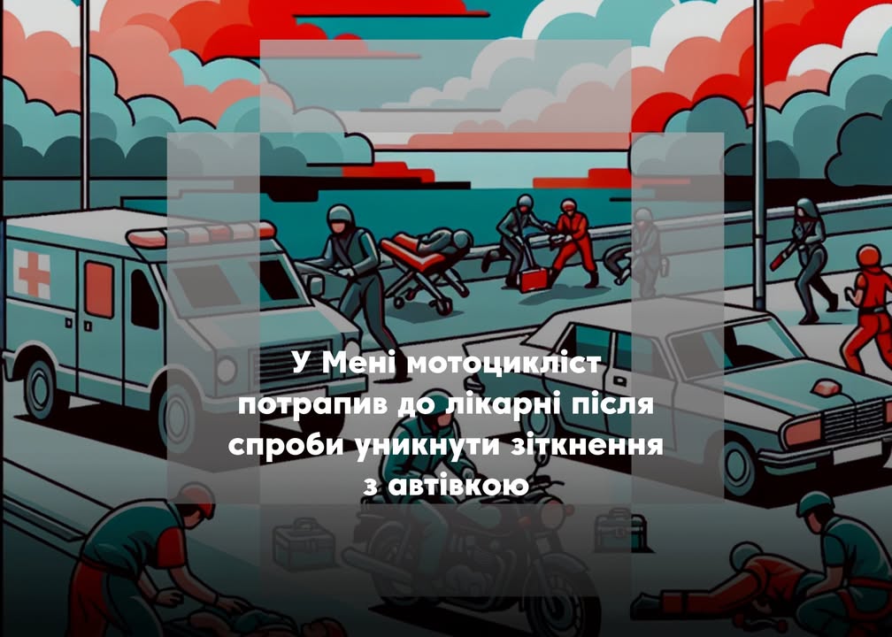 У Мені мотоцикліст отримав травми, уникаючи зіткнення з автомобілем